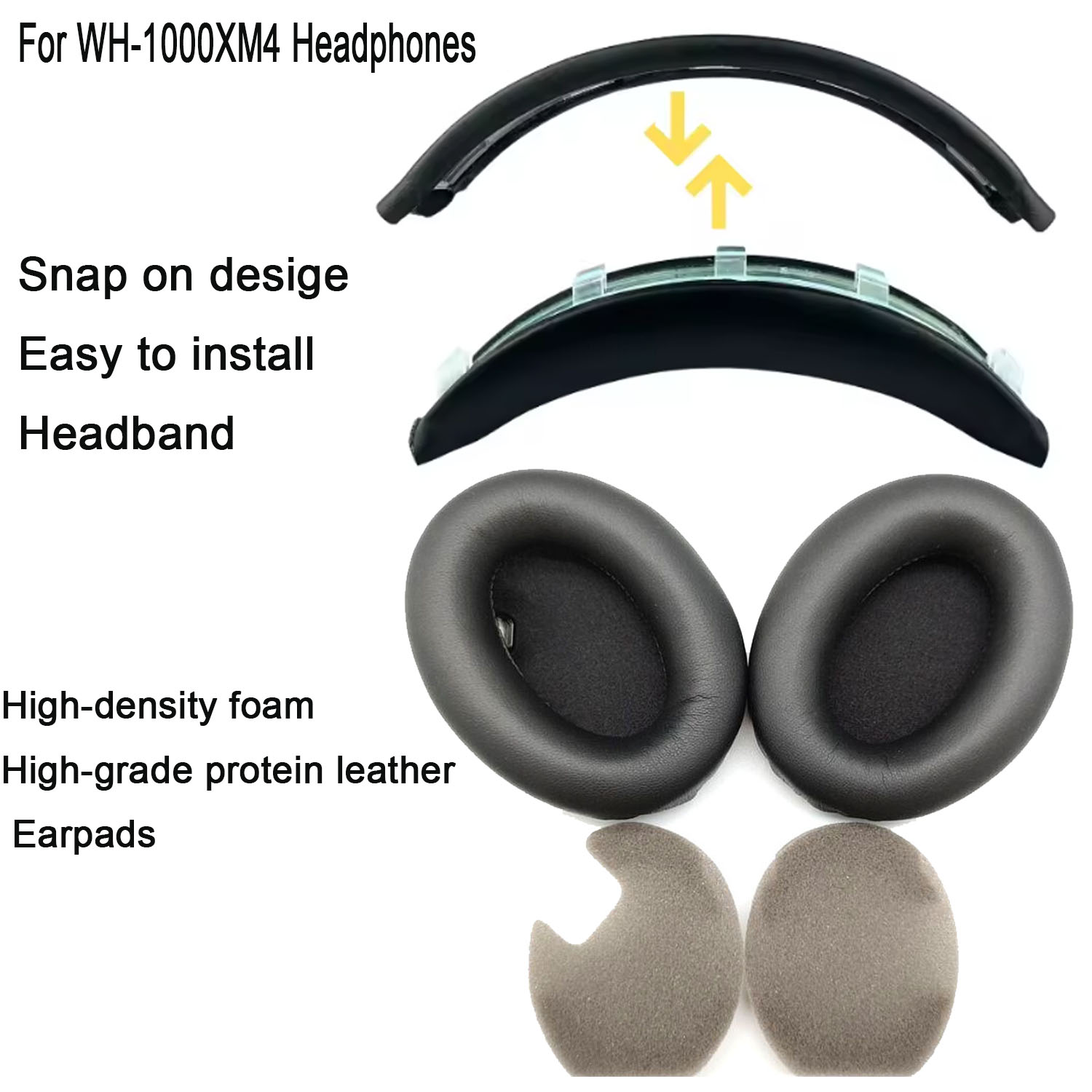 Sony Headphone Wh-1000Xm4 - WH1000XM4 Gemakkelijk te installeren hoofdband oorkussens